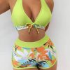 Womens High Rise Bikini Set Padded Conservative Sexy Fresh Swimwear