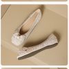 Womens Pointed Toe Rhinestone Bow Slip-On Flats Microfiber Wide Shoes
