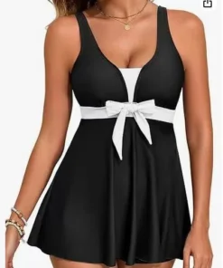 Women's Tankini Color Block Two Piece Swimsuit Padded Cups
