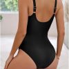 Womens Cross Open Back Solid Tummy Control One Piece Swimsuit Removable Pads