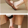 Womens Vintage Closed Toe Mules Flat Slip-On Summer Microfiber Rubber Shoes