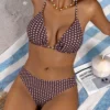 Print Tie Strap Bikini Womens Vacation Swimwear