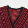 Women Red Shine Striped Vneck Long Sleeve High Waist A Line Maxi Dress Skin-Friendly Cooling