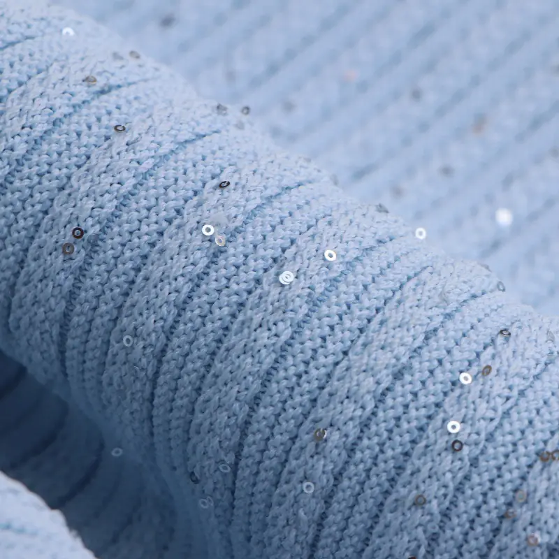 Skin-Friendly Cooling Sequin Ribbed Knit Polo Short Sleeve Midi Dress Casual