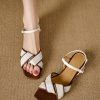 Women's Plus Size French Minimalist Block Heel Open Toe Sandals