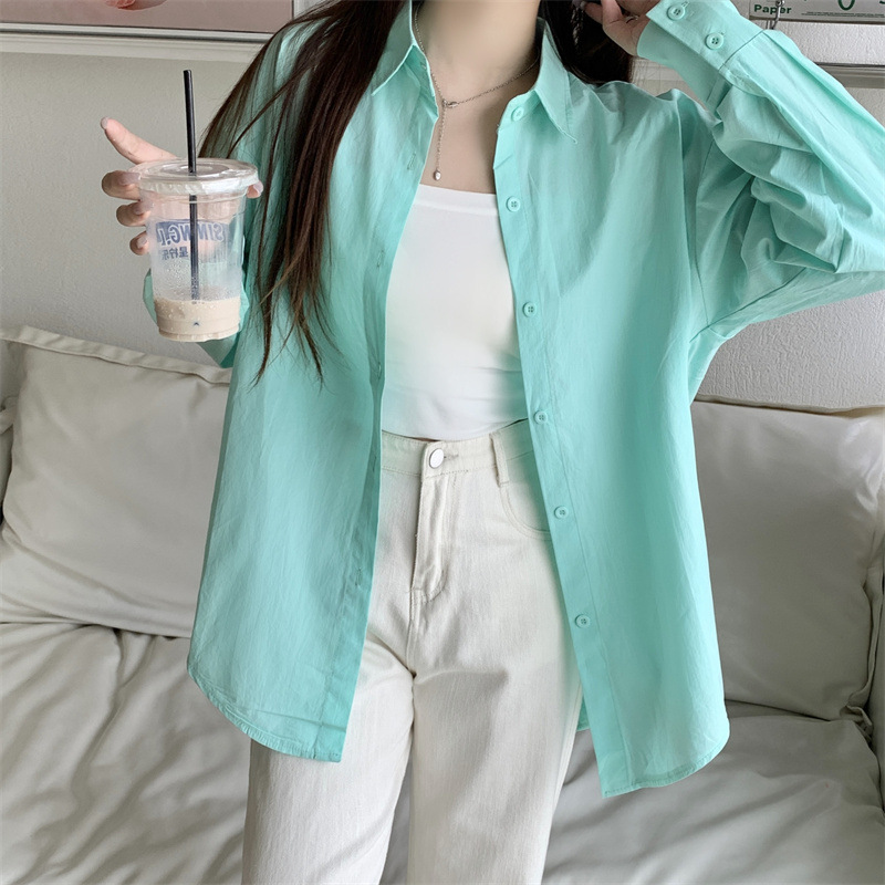 Women's Loose French Long Sleeve Polo Collar Elegant Office Shirt