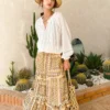 Boho White Breathable Cotton Broderie Anglaise Puff Sleeve Blouse