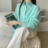 Women's Loose French Long Sleeve Polo Collar Elegant Office Shirt