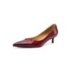 Women's Pointed Toe Kitten Heel Genuine Leather Slip On Pumps Daily Shoes