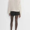 Minimalist Breathable Linen Loose Long Sleeve Polo Blouse