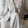 Minimalist Breathable Lyocell Linen Womens Slouchy Blazer