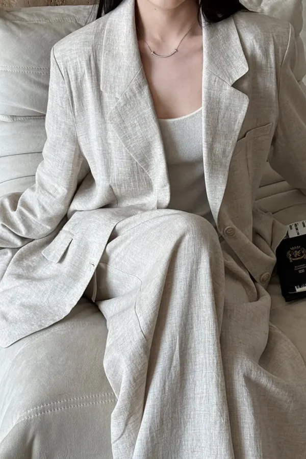 Minimalist Breathable Lyocell Linen Womens Slouchy Blazer
