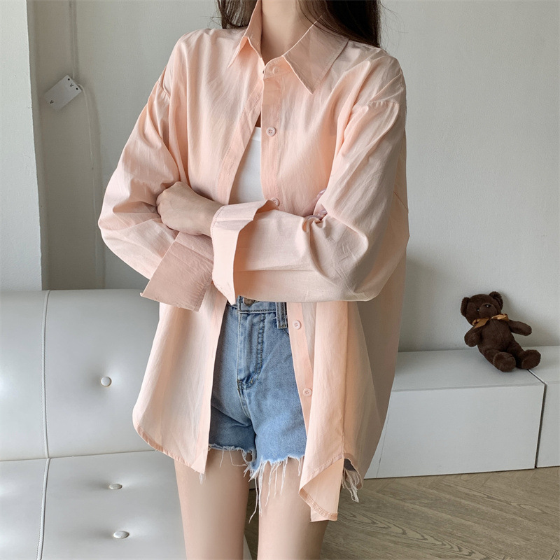 Women's Loose French Long Sleeve Polo Collar Elegant Office Shirt