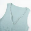 Elegant Sleeveless V-Neck Beaded Mid-Length Knit Mermaid Dress Skin-Friendly Cooling