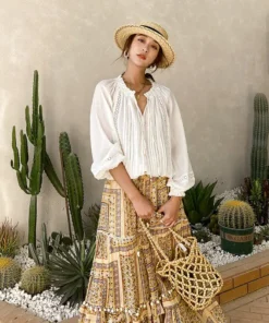 Boho White Breathable Cotton Broderie Anglaise Puff Sleeve Blouse