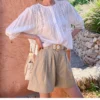 French Riviera Breathable Sustainable Tencel Linen Pleated Shorts
