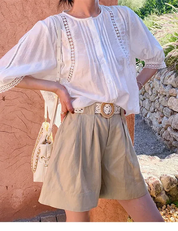 French Riviera Breathable Sustainable Tencel Linen Pleated Shorts