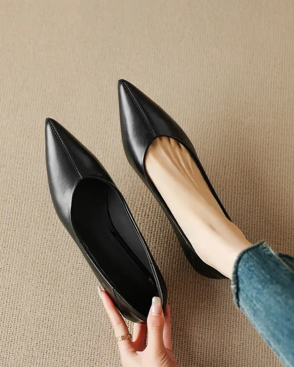 Women's Pointed Toe Wedge Heel Pumps Leather Dress Shoes