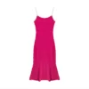 Skin-Friendly Cooling Womens Elegant Pearl Beaded V Neck Sleeveless Midi Knit Fishtail Dress