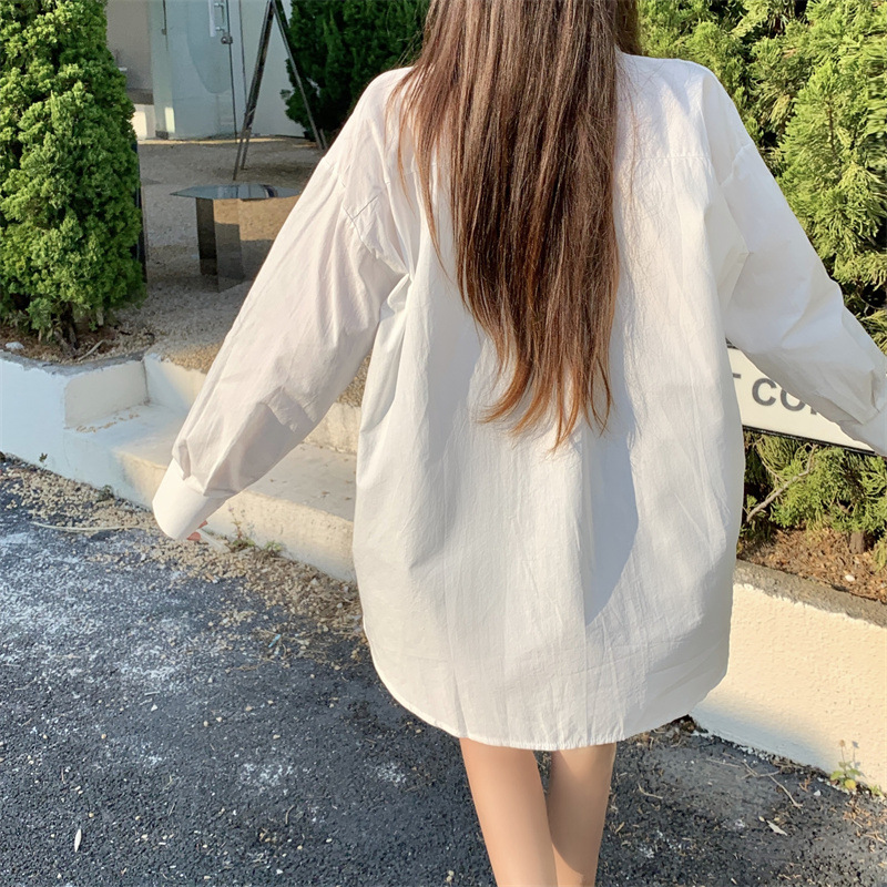 Women's Loose French Long Sleeve Polo Collar Elegant Office Shirt