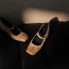 Handmade Square Toe Buckle Leather Block Heel Women Mary Janes Shoes