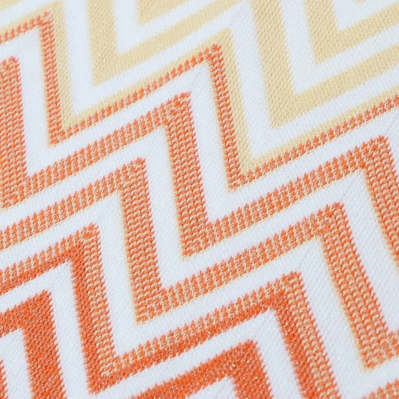 Elegant Ombre Chevron Long Sleeve Crew Neck A Line Knit Mini Dress Skin-Friendly Cooling