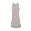 Elegant Khaki A Line Sleeveless Hollow Out Knit Tassel Midi Beach Dress