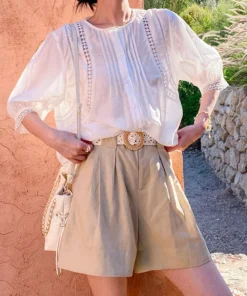 French Riviera Breathable Sustainable Tencel Linen Pleated Shorts