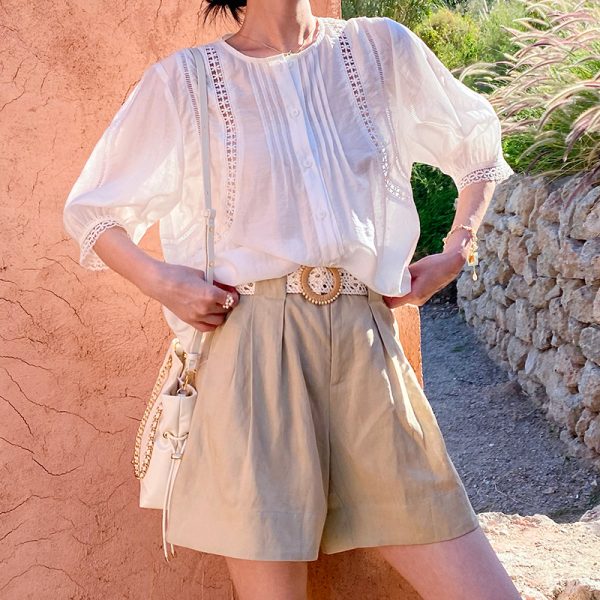 French Riviera Breathable Sustainable Tencel Linen Pleated Shorts