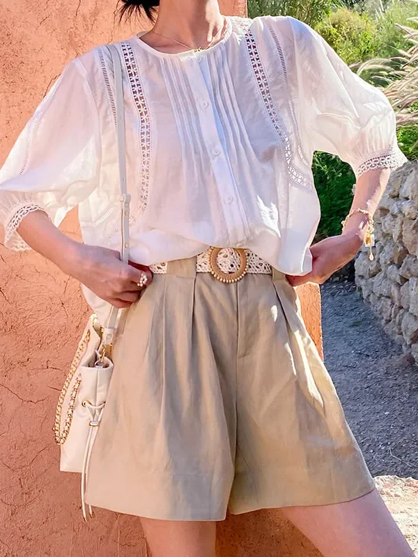 French Riviera Breathable Sustainable Tencel Linen Pleated Shorts