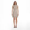 Elegant Khaki A Line Sleeveless Hollow Out Knit Tassel Midi Beach Dress