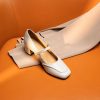 Women's TopGrain Cowhide Mary Jane Square Toe Thick Heel Casual Shoes