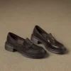 Women's Square Toe Block Heel Sheepskin Loafers