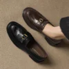 Women's Square Toe Block Heel Sheepskin Loafers