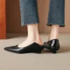Women's Pointed Toe Wedge Heel Pumps Leather Dress Shoes