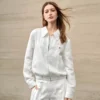 Minimalist Sustainable Lyocell Linen Cropped Collared Jacket