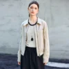 Minimalist Sustainable Lyocell Linen Cropped Collared Jacket