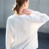 Minimalist Breathable Linen V Neck Long Sleeve Blouse