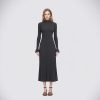 Chic Turtleneck Long Sleeve Wool Knit Midi A-Line Dress Wrinkle-Free