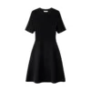 Womens Skin-Friendly Cooling High Waist A Line Short Sleeve Knit Midi Work Dress