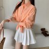 Women's Loose French Long Sleeve Polo Collar Elegant Office Shirt