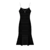 Skin-Friendly Cooling Womens Elegant Pearl Beaded V Neck Sleeveless Midi Knit Fishtail Dress