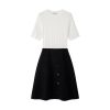 Womens Skin-Friendly Cooling High Waist A Line Short Sleeve Knit Midi Work Dress