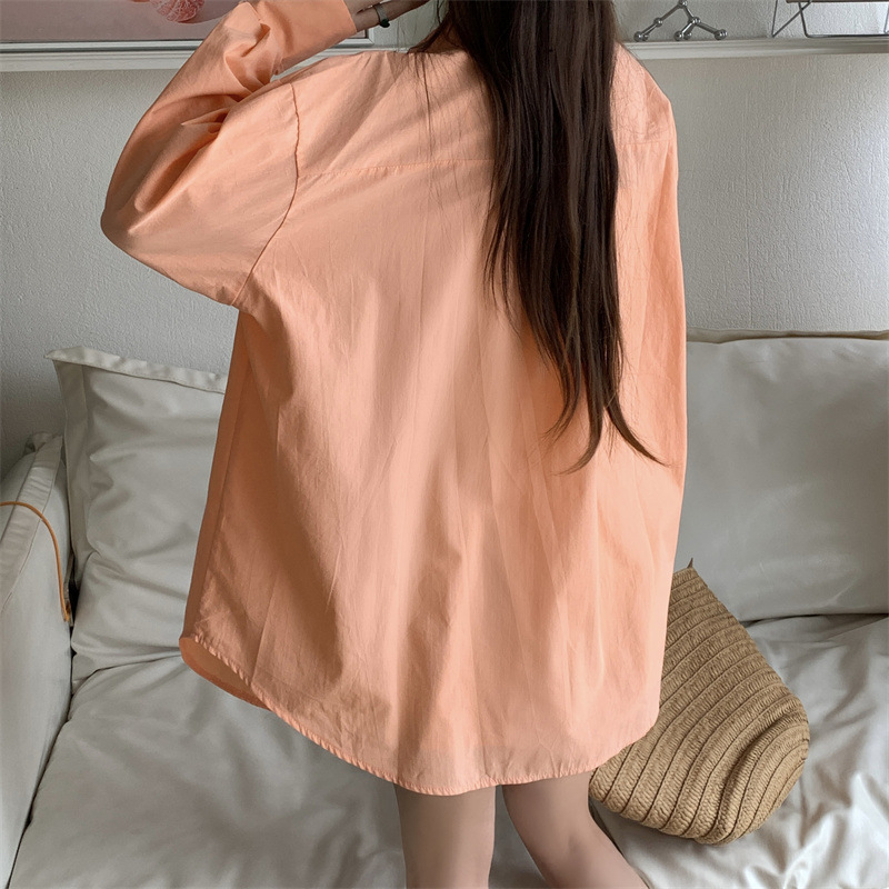 Women's Loose French Long Sleeve Polo Collar Elegant Office Shirt