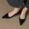 Women's French Sheepskin Pointed Toe Stiletto Heel Pumps Classic Dress Shoes
