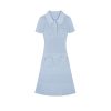 Skin-Friendly Cooling Sequin Ribbed Knit Polo Short Sleeve Midi Dress Casual