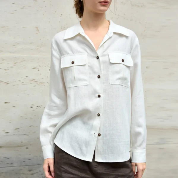 Timeless Wrinkle Free Sustainable Lyocell Linen Utility Shirt