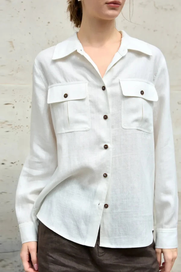 Timeless Wrinkle Free Sustainable Lyocell Linen Utility Shirt