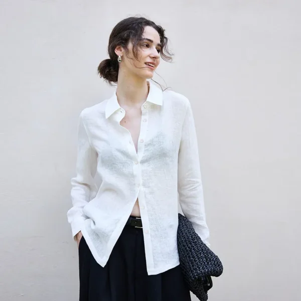 Minimalist Sustainable Breathable Linen Long Sleeve Shirt