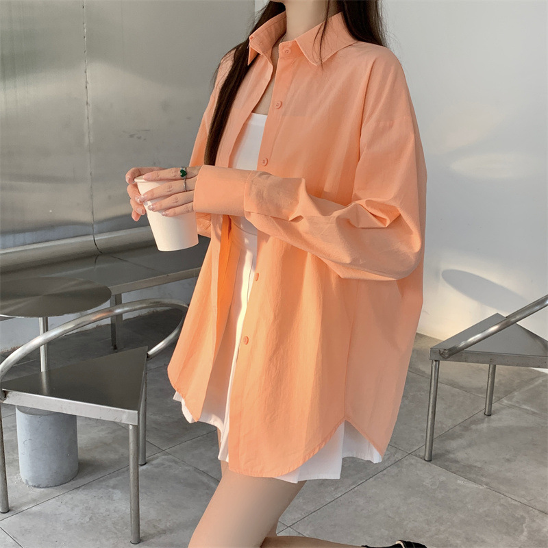 Women's Loose French Long Sleeve Polo Collar Elegant Office Shirt